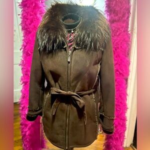 1 Madison Brown Suede W/ Fur Collar Jacket